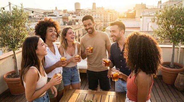 Friends Celebrate Summer Bank Holiday With Rooftop Drinks