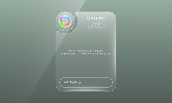 Glassmorphic transparent AI chatbot assistant user interface template