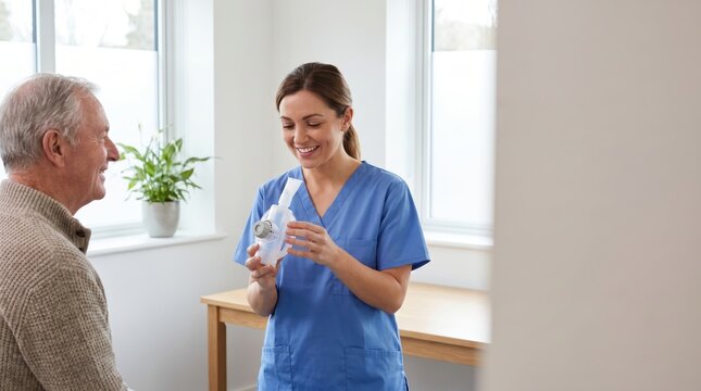 Respiratory Therapist with Inhaler on World Lungs Day