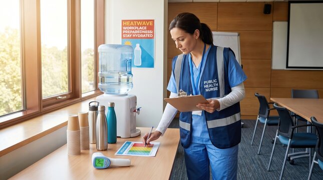 Public Health Nurse Preparing for Heatwave Safety