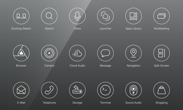 Minimal digital user interface line icon set template
