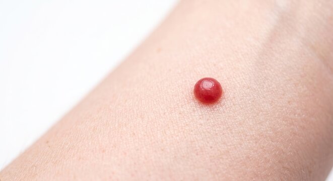 Solitary Cherry Angioma Red Hemangioma Spot on Human Skin Close Up