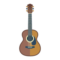 Naklejka premium Brown acoustic guitar isolated on white background for music design