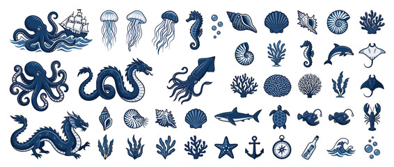 Ocean Life and Nautical Elements Collection © ulume