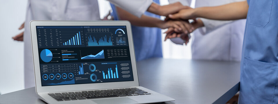 Business data dashboard provide business intelligence analytic for marketing strategy planning brisk with big data set to analyze customer demands and foreseeing business future