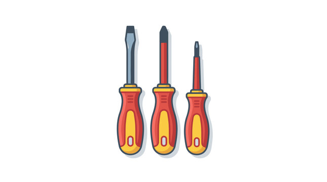 Three professional insulated screwdrivers with red and yellow handles.