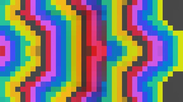 Colorful abstract pixel art pattern with vibrant geometric shapes