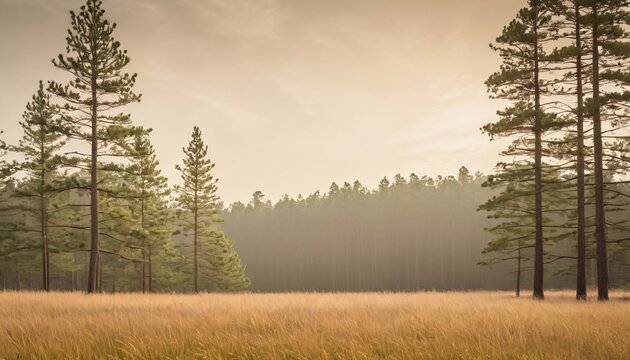 Nature background with pine tree line