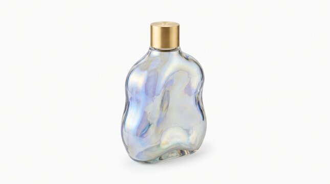 Elegant hip flask with gold cap for luxury gifts. Stylish sculptural alcohol container for premium branding and corporate events.