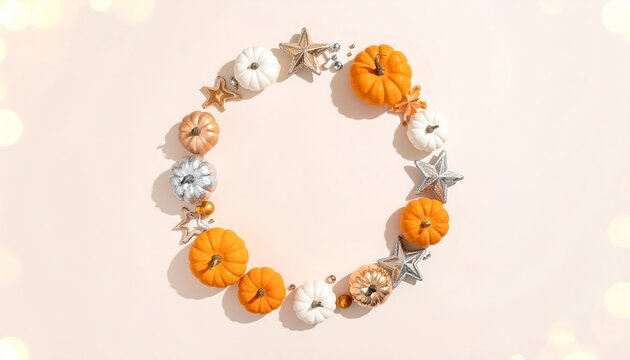Festive Fall Display Pumpkins and Star Decorations