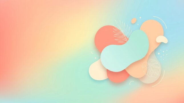 A colorful abstract background with pastel shades of pink, orange, and blue.
