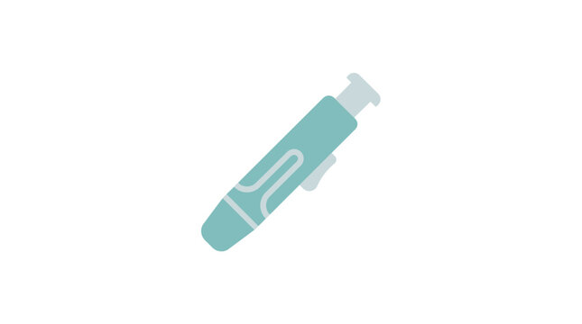 A flat vector illustration of a medical insulin injection pen for diabetes management.