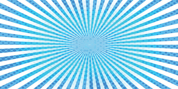Blue Comic Style Sunburst Background Illustration