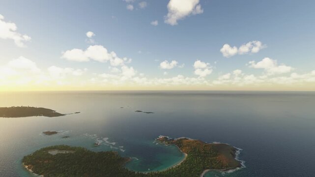 Sunset aerial view of Culebrita Island in Culebra. Puerto Rico