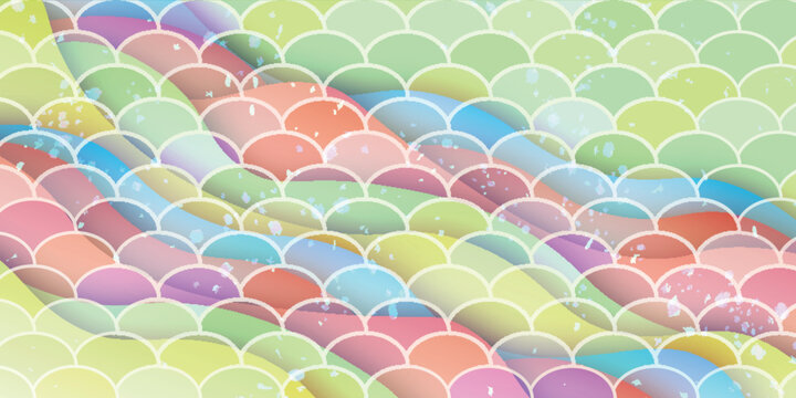 Colorful Abstract Mermaid Scale Pattern with Soft Wavy Layers