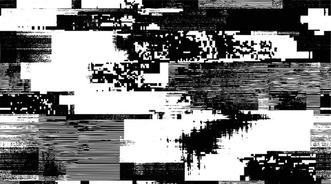 Abstract digital glitch texture with distorted static noise and corrupted screen effect isolated on white background