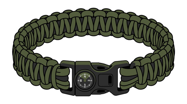 Paracord Survival Bracelet with Integrated Compass for Outdoor Use
