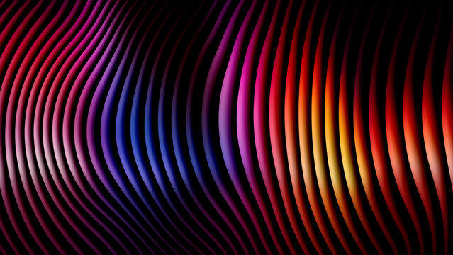 Abstract background featuring vibrant curved vertical lines in shades of red purple and orange on black