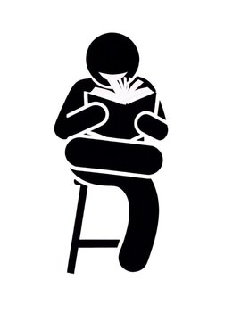 Hombre leyendo un libro estilo pictograma