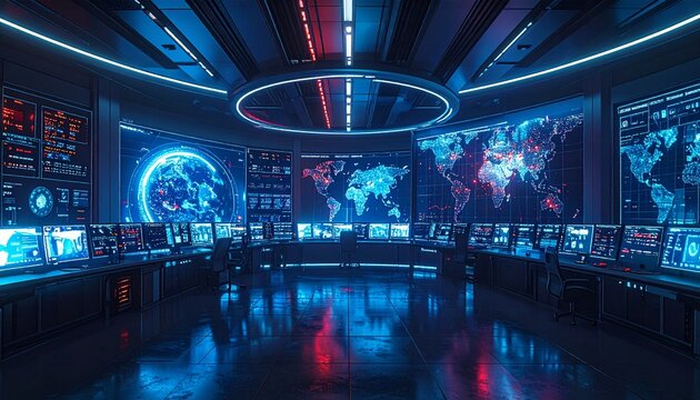 AI Cyber Attack Monitoring in Futuristic Security Operations Center