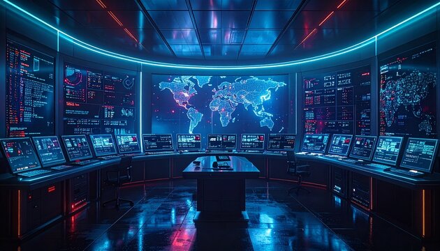 AI Cyber Attack Monitoring in Futuristic Security Operations Center