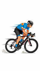 Fototapeta premium Dynamic digital illustration of a cyclist riding a bicycle at high speed.