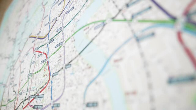 Shanghai Metro Subway Map on Wall of the underground station
