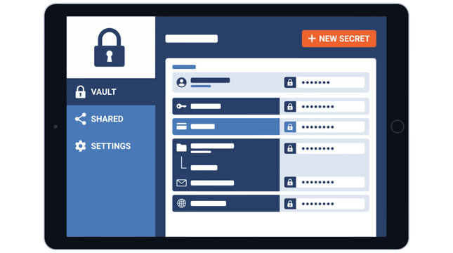 Encrypted Vault Secret Storage Password Manager UI