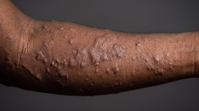 Hypertrophic Lichen Planus Thick Papules on Dark Skin Arm Close Up