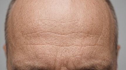 Fototapeta premium Macro Close Up Frontal View of Deep Horizontal Forehead Lines on Male Face