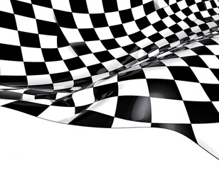 Obraz premium A black and white checkered pattern gracefully ripples across a white background