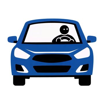 Hombre conduciendo un autom&oacute;vil en estilo pictograma minimalista