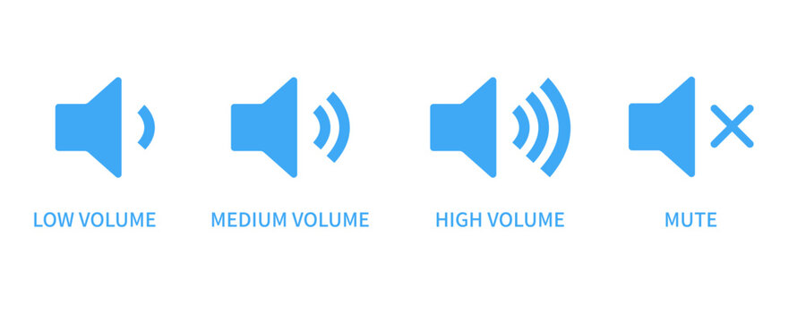 Light blue simple volume speaker icon 4 types set