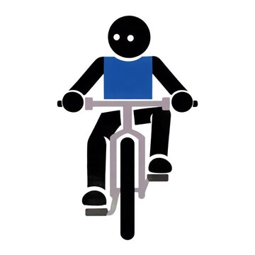 Hombre conduciendo una bicicleta en estilo pictograma minimalista