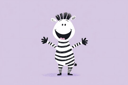 Cartoon zebra with happy expression