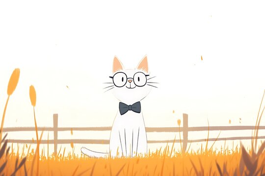 Elegant cat in a serene field