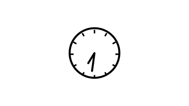 clock icon animation on write background. analog clock timer circle animated. 