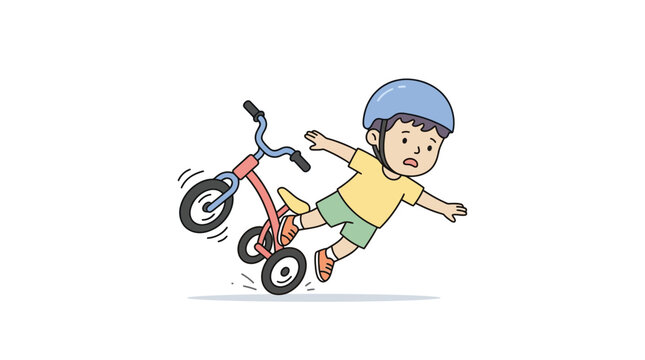 Child Falls Off Tricycle While Wearing Helmet