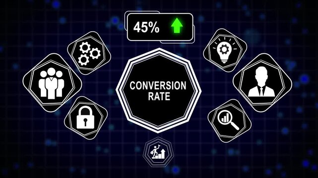 Digital conversion rate optimization dashboard with rising percentage analytics and business growth for marketing strategy and e-commerce performance analysis
