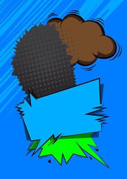 Cartoon background, black, blue, green and brown, comic book backdrop. Retro vector comics pop art design.