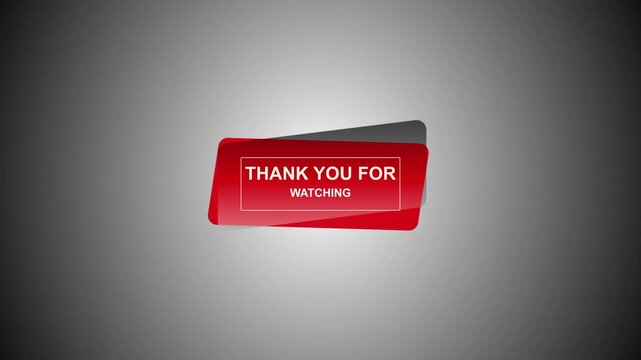 Modern red "Thank You for Watching" title card with layered paper-style shapes on a soft gray gradient background