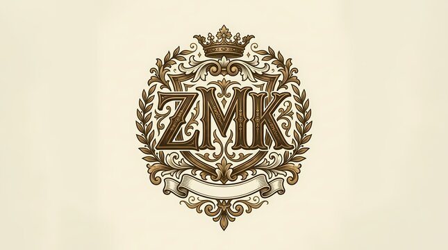 QRL ZMK SIMPLE decorative monogram alphabet letter  floral aestethic logo combination icon design, made by Ai