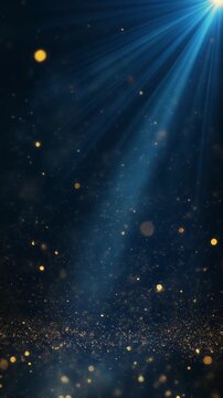 Golden Dust Particles Under Blue Spotlight Generative AI