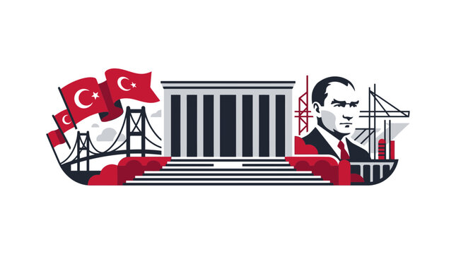 Anıtkabir and Mustafa Kemal Atat&uuml;rk Illustration