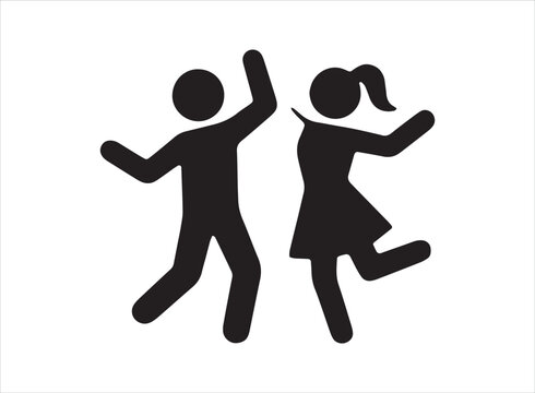 Celebrating Sisters Day with joyful silhouettes of two dancing figures on a white background