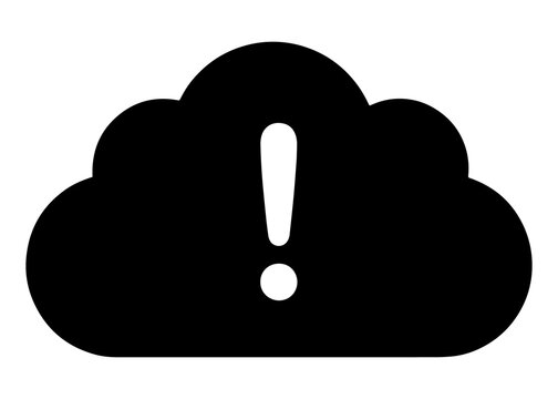 Cloud exclamation mark alert icon for server connectivity issues or system maintenance notification