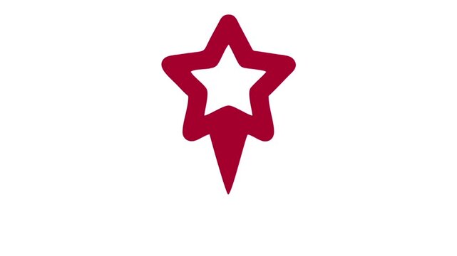 Minimalist red star icon with downward arrow design element.