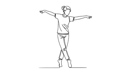 Ballet dancer, continuous line drawing, graceful pose, elegance, minimalist art © Untung