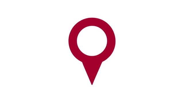 Red location pin icon for maps and navigation applications.