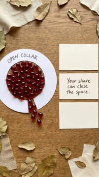 Artistic Blood Donation Concept with Pomegranate Symbol and Inspiring Message